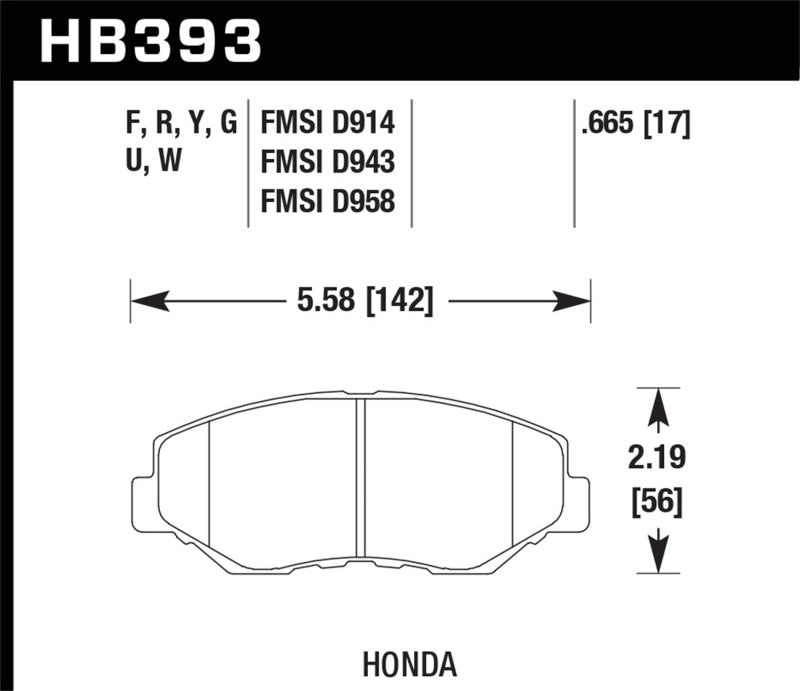 Honda Civic X Non-Si Front Hawk HPS 5.0 Brake Pads