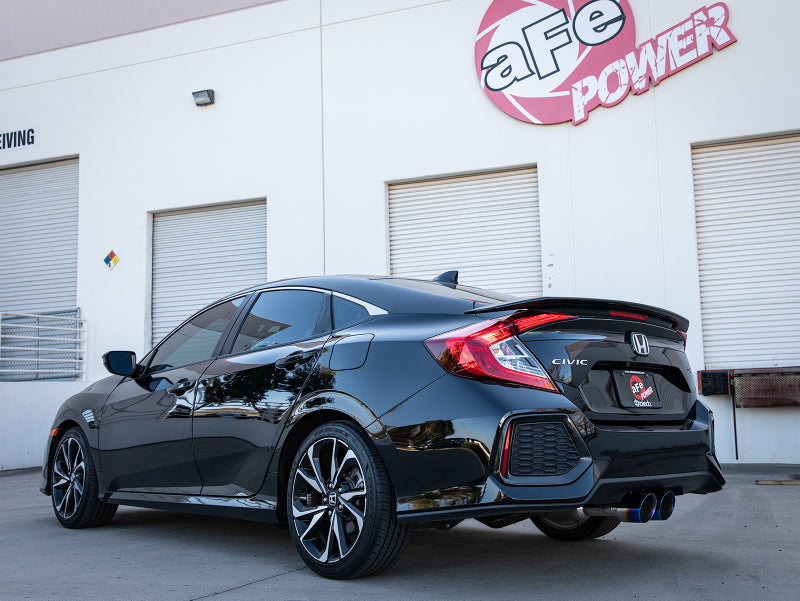 Honda Civic X Si Sedan aFe Takeda 2.5in 304 SS Cat-Back Exhaust System w/ Blue Tips