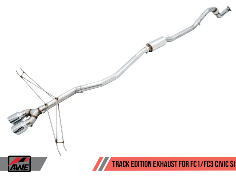 Honda Civic X Si AWE Tuning Track Edition Exhaust w/Front Pipe & Triple Chrome Silver Tips