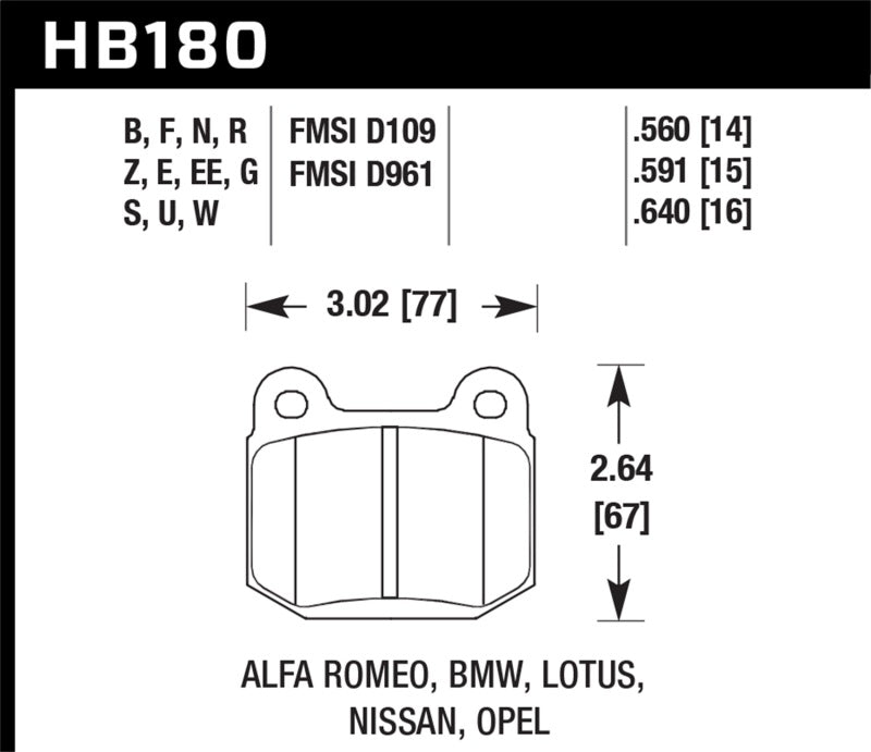 Mitsubishi Evo 8/9 Rear Hawk Blue 9012 Brake Pads